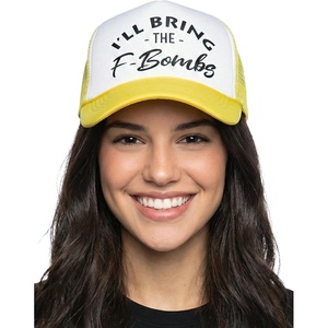image:imageFunky Junque Womens Funny Trucker Hats  Adult Humor for Bachelorette Girls Trips Festivals amp Birthday GiftIll Bring the Fbombs  WhiteYellow