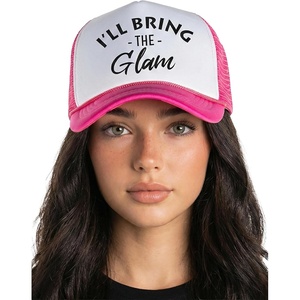 image:imageFunky Junque Womens Funny Trucker Hats  Adult Humor for Bachelorette Girls Trips Festivals amp Birthday GiftIll Bring the Glam  WhiteHot Pink