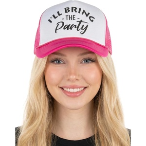image:imageFunky Junque Womens Funny Trucker Hats  Adult Humor for Bachelorette Girls Trips Festivals amp Birthday GiftIll Bring the Party  WhiteHot Pink