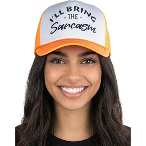 image:imageFunky Junque Womens Funny Trucker Hats  Adult Humor for Bachelorette Girls Trips Festivals amp Birthday GiftIll Bring the Sarcasm  WhiteNeon Orange