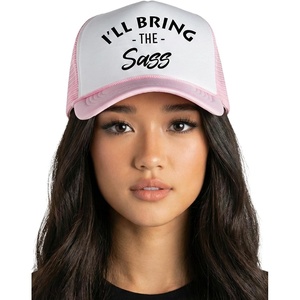 image:imageFunky Junque Womens Funny Trucker Hats  Adult Humor for Bachelorette Girls Trips Festivals amp Birthday GiftIll Bring the Sass  WhiteLight Pink