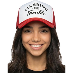 image:imageFunky Junque Womens Funny Trucker Hats  Adult Humor for Bachelorette Girls Trips Festivals amp Birthday GiftIll Bring the Trouble  WhiteRed