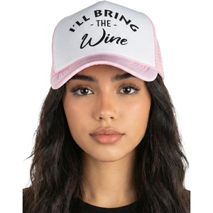 image:imageFunky Junque Womens Funny Trucker Hats  Adult Humor for Bachelorette Girls Trips Festivals amp Birthday GiftIll Bring the Wine  WhiteLight Pink
