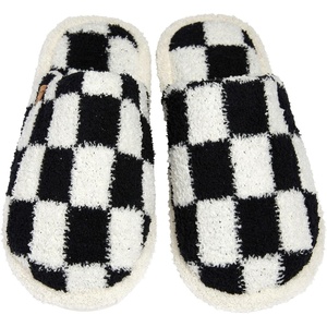 image:imageFunky Junque Womens Fuzzy House Slippers  Cozy Indoor Outdoor Fluffy Clog Christmas Slippers Soft Bedroom Shoes for WomenCheckered Black