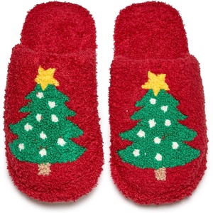 image:imageFunky Junque Womens Fuzzy House Slippers  Cozy Indoor Outdoor Fluffy Clog Christmas Slippers Soft Bedroom Shoes for WomenChristmas Tree Red