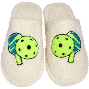 image:imageFunky Junque Womens Fuzzy House Slippers  Cozy Indoor Outdoor Fluffy Clog Christmas Slippers Soft Bedroom Shoes for WomenPickleball Ivory