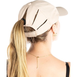image:imageFunky Junque Womens Ponytail Hat  High amp Messy Bun Baseball Cap with 5Slit Design MoistureWicking Sports HatsBeige