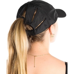 image:imageFunky Junque Womens Ponytail Hat  High amp Messy Bun Baseball Cap with 5Slit Design MoistureWicking Sports HatsBlack