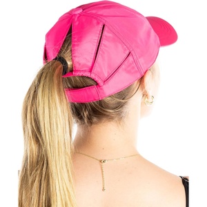 image:imageFunky Junque Womens Ponytail Hat  High amp Messy Bun Baseball Cap with 5Slit Design MoistureWicking Sports HatsHot Pink
