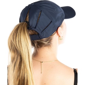 image:imageFunky Junque Womens Ponytail Hat  High amp Messy Bun Baseball Cap with 5Slit Design MoistureWicking Sports HatsNavy