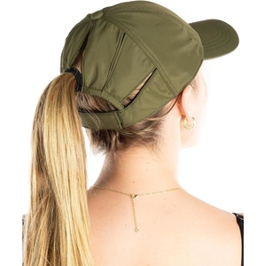 image:imageFunky Junque Womens Ponytail Hat  High amp Messy Bun Baseball Cap with 5Slit Design MoistureWicking Sports HatsOlive