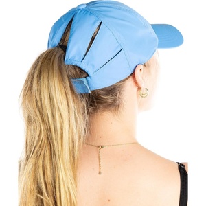 image:imageFunky Junque Womens Ponytail Hat  High amp Messy Bun Baseball Cap with 5Slit Design MoistureWicking Sports HatsSky Blue