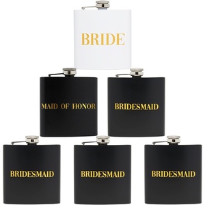 image:imageHidden Hip Flask  6 Pack 1 Bride White amp 5 Squad Black  Stainless steel hip flask with etched sayings for weddings bachelor parties bachelorette getaways amp celebrations6 Pack Bride  Maid of Honor  4 Bridesmaid