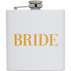 image:imageHidden Hip Flask  6 Pack 1 Bride White amp 5 Squad Black  Stainless steel hip flask with etched sayings for weddings bachelor parties bachelorette getaways amp celebrationsBride  Block Lettering White