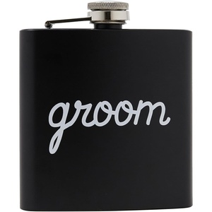 image:imageHidden Hip Flask  6 Pack 1 Bride White amp 5 Squad Black  Stainless steel hip flask with etched sayings for weddings bachelor parties bachelorette getaways amp celebrationsGroom Black