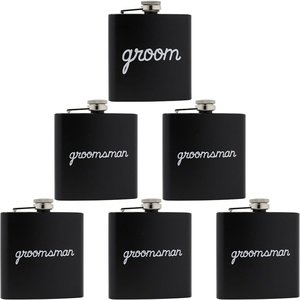 image:imageHidden Hip Flask  6 Pack 1 Bride White amp 5 Squad Black  Stainless steel hip flask with etched sayings for weddings bachelor parties bachelorette getaways amp celebrations6 Pack 1 Groom Black  5 Groomsman Black