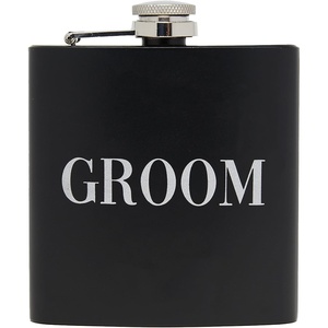 image:imageHidden Hip Flask  6 Pack 1 Bride White amp 5 Squad Black  Stainless steel hip flask with etched sayings for weddings bachelor parties bachelorette getaways amp celebrationsGroom  Block Lettering Black