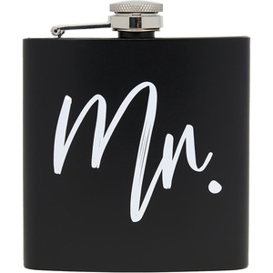 image:imageHidden Hip Flask  6 Pack 1 Bride White amp 5 Squad Black  Stainless steel hip flask with etched sayings for weddings bachelor parties bachelorette getaways amp celebrationsMr Black