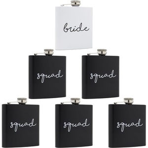 image:imageHidden Hip Flask  6 Pack 1 Bride White amp 5 Squad Black  Stainless steel hip flask with etched sayings for weddings bachelor parties bachelorette getaways amp celebrations6 Pack 1 Bride White  5 Squad Black