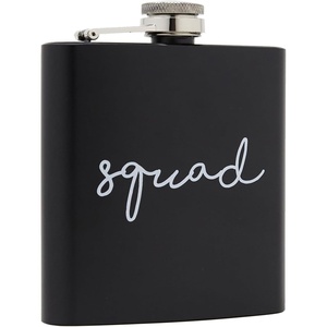 image:imageHidden Hip Flask  6 Pack 1 Bride White amp 5 Squad Black  Stainless steel hip flask with etched sayings for weddings bachelor parties bachelorette getaways amp celebrationsSquad Black