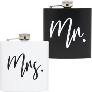 image:imageHidden Hip Flask  6 Pack 1 Bride White amp 5 Squad Black  Stainless steel hip flask with etched sayings for weddings bachelor parties bachelorette getaways amp celebrations2 Pack Mr Black  Mrs White