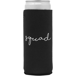 image:imageSlim Can Cooler  6 Pack Squad  Bridal Slim can cooler with bride amp bquad script for bachelorette parties girls nights getaways amp wedding favorsSquad Black