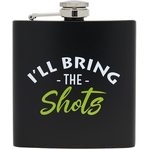 image:imageStainless Steel 6 Oz Hip Flask  Beast of Bourbon  Drinking flask with humorous inscription for weddings bachelor parties sporting events amp golf outingsIll Bring The Shots BlackNeon Lime