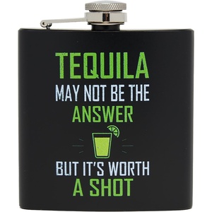 image:imageStainless Steel 6 Oz Hip Flask  Beast of Bourbon  Drinking flask with humorous inscription for weddings bachelor parties sporting events amp golf outingsTequila May Not Be The Answer Black