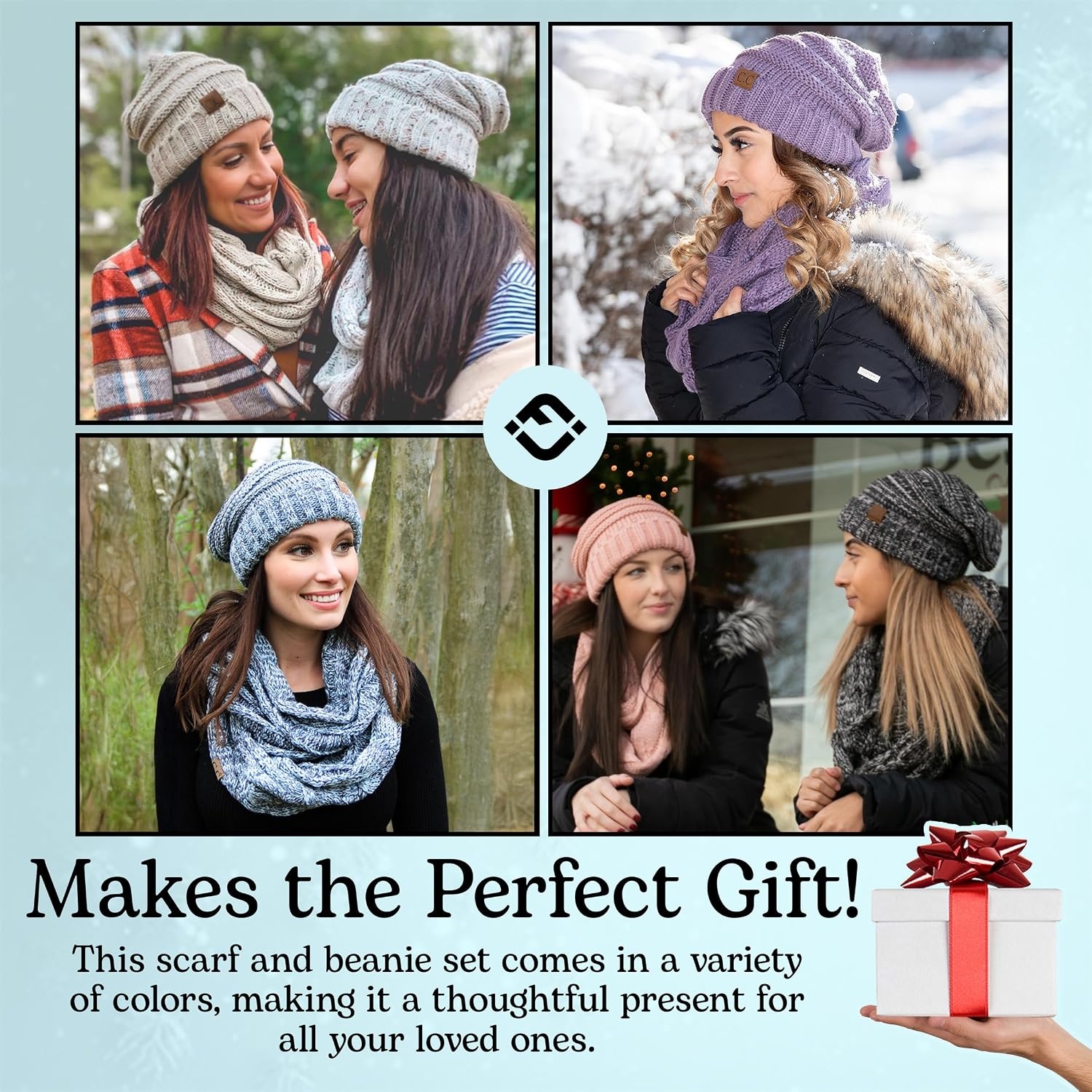 image:imageFunky Junque Slouchy Beanie amp Infinity Scarf Gift Set  Matching Winter Accessories Sets for Women Oversized Hat and ScarvesAn Onyx Black Tricolor Mix