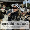 image:imageFunky Junque Aprs Ski Ear Warmer Headband  Cozy Winter Knit Headwrap for Women Running Skiing ColdWeather Head Wrap  Ivory Black LetteringIvory Black