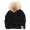 image:imageFunky Junque Baby Pom Pom Beanie  Soft Knit Infant Winter Hat for Baby Girls amp Boys Cozy Warm Newborn Beanie 012 MonthsBlack  Faux Fur Pom