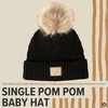 image:imageFunky Junque Baby Pom Pom Beanie  Soft Knit Infant Winter Hat for Baby Girls amp Boys Cozy Warm Newborn Beanie 012 MonthsDiagonal Basketweave Pattern  Black
