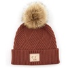 image:imageFunky Junque Baby Pom Pom Beanie  Soft Knit Infant Winter Hat for Baby Girls amp Boys Cozy Warm Newborn Beanie 012 MonthsDiagonal Basketweave Pattern  Brick
