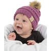 image:imageFunky Junque Baby Pom Pom Beanie  Soft Knit Infant Winter Hat for Baby Girls amp Boys Cozy Warm Newborn Beanie 012 MonthsLavender  Faux Fur Pom