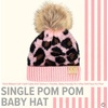 image:imageFunky Junque Baby Pom Pom Beanie  Soft Knit Infant Winter Hat for Baby Girls amp Boys Cozy Warm Newborn Beanie 012 MonthsLeopard  Baby Pink