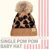 image:imageFunky Junque Baby Pom Pom Beanie  Soft Knit Infant Winter Hat for Baby Girls amp Boys Cozy Warm Newborn Beanie 012 MonthsLeopard  Latte