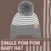 image:imageFunky Junque Baby Pom Pom Beanie  Soft Knit Infant Winter Hat for Baby Girls amp Boys Cozy Warm Newborn Beanie 012 MonthsStriped Earflap  GreyWhite