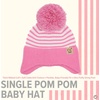 image:imageFunky Junque Baby Pom Pom Beanie  Soft Knit Infant Winter Hat for Baby Girls amp Boys Cozy Warm Newborn Beanie 012 MonthsStriped Earflap  Light PinkWhite