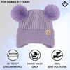 image:imageFunky Junque Baby Pom Pom Beanie Warm Winter Hat for Infants and Toddlers Chenille Double Pom Poms for Baby Girls amp BoysEarflap  Lavender