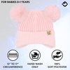image:imageFunky Junque Baby Pom Pom Beanie Warm Winter Hat for Infants and Toddlers Chenille Double Pom Poms for Baby Girls amp BoysEarflap  Light Pink
