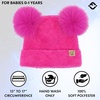 image:imageFunky Junque Baby Pom Pom Beanie Warm Winter Hat for Infants and Toddlers Chenille Double Pom Poms for Baby Girls amp BoysHot Pink