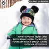image:imageFunky Junque Baby Winter Beanie  Adorable Dual Pom Pom Fleece Lined Warm Infant Toddler HatBlackMulticolor