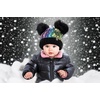 image:imageFunky Junque Baby Winter Beanie  Adorable Dual Pom Pom Fleece Lined Warm Infant Toddler HatBlackMulticolor