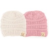 image:imageFunky Junque Baby Winter Hat  Cute Newborn Hats Cozy Warm Infant Beanie Soft Knit Stocking Stuffer for Babies 012 Months2 Pack  Ivory  Pale Pink