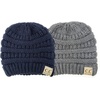 image:imageFunky Junque Baby Winter Hat  Cute Newborn Hats Cozy Warm Infant Beanie Soft Knit Stocking Stuffer for Babies 012 Months2 Pack  Navy  Heather Grey