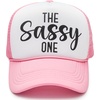 image:imageFunky Junque Bachelorette Trucker Hat for Women  Bride Squad Foam Mesh Cap Bridal Party FavorsThe Sassy One  Light PinkWhite