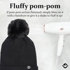 image:imageFunky Junque Basics Womens Pom Pom Beanie Winter Hats Cute Diagonal Pattern Fleece Lined Warm Stocking Caps Pompom TobogganBlack