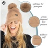 image:imageFunky Junque Basics Womens Pom Pom Beanie Winter Hats Cute Diagonal Pattern Fleece Lined Warm Stocking Caps Pompom TobogganBrown