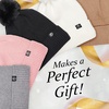 image:imageFunky Junque Basics Womens Pom Pom Beanie Winter Hats Cute Diagonal Pattern Fleece Lined Warm Stocking Caps Pompom TobogganIvory
