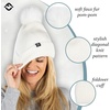 image:imageFunky Junque Basics Womens Pom Pom Beanie Winter Hats Cute Diagonal Pattern Fleece Lined Warm Stocking Caps Pompom TobogganIvory